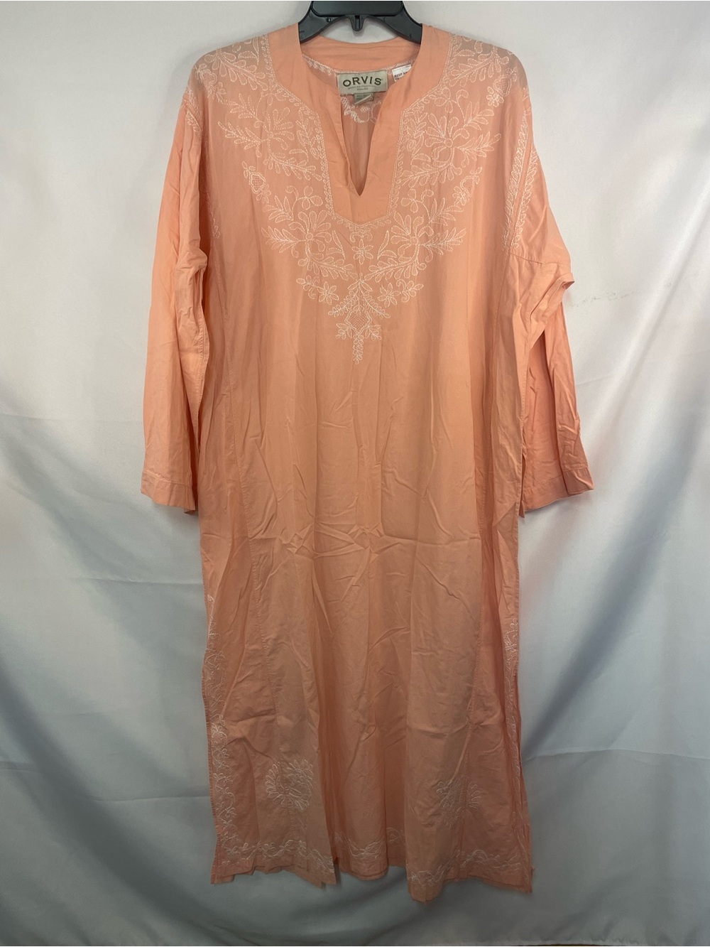 Orvis 100% cotton house dress/robe/swim suit cover? It’s a peachy pink color!